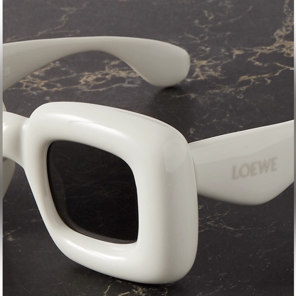 LOEWE Unisex Rectangular Inflated Acetate Sunglasses Gray - Picture 2 of 15